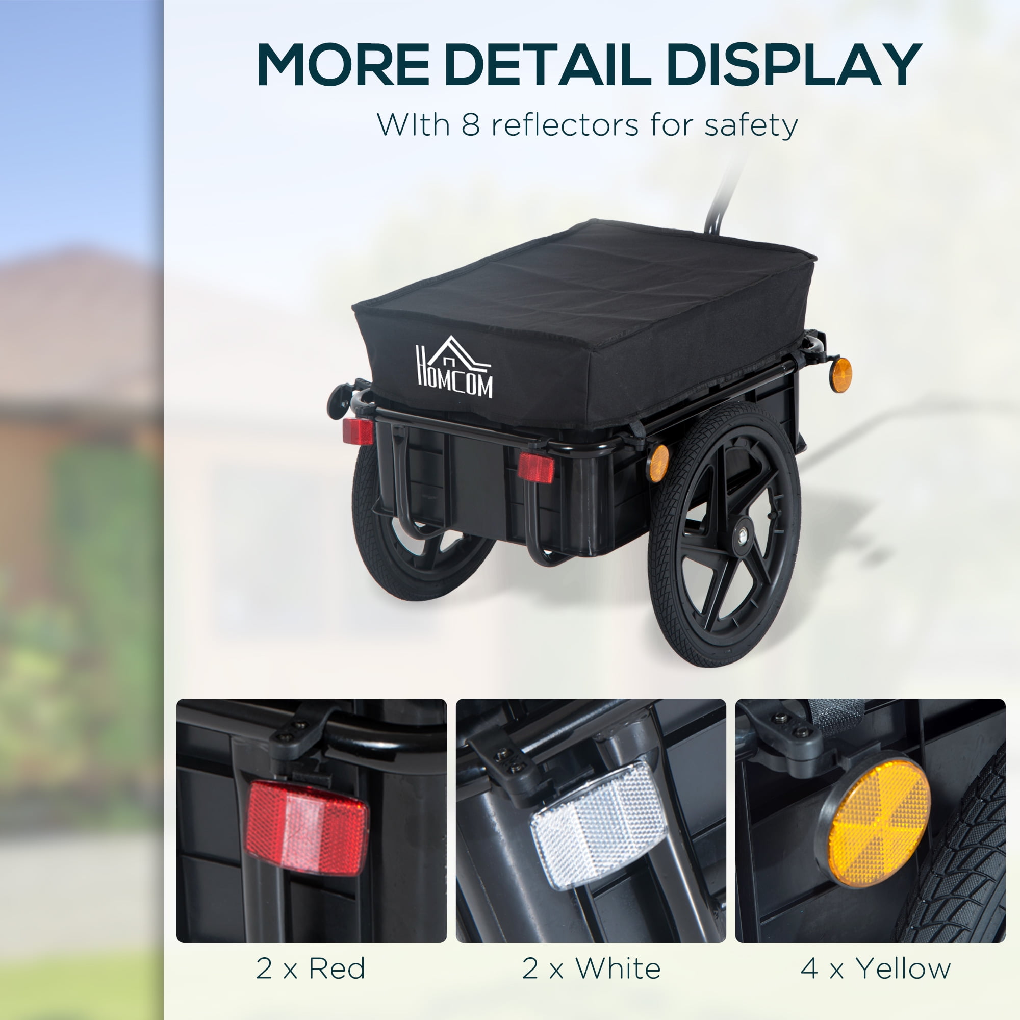 Bicycle Cargo Trailer with Removable Storage Box and Waterproof Cover, Bike Wagon Trailer Equipped with Two 16 Inch Rubber Wheels and Reflectors for Groceries Camping Gear Hauling