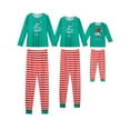 thumbnail image 2 of INSPIRE CHIC Family Pajama Sets Women's 2pcs Christmas with Letter Long Sleeve Tee and Striped Pants XS Women's Green, 2 of 5