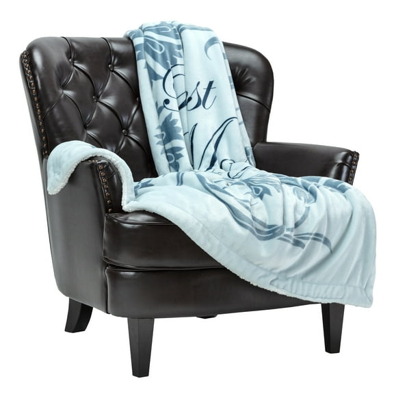 Chanasya Best Mom Ever Gift Throw Blanket - Sherpa Microfiber Birthday Christmas Holiday Valentine’s Day Mother’s Day Present Gift Throw - for Women Mother Wife (50x65 Inches) - Light Blue Blanket