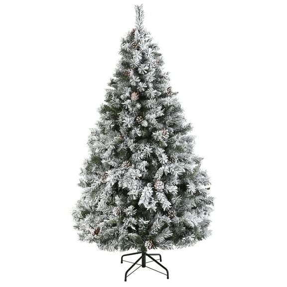 Nearly Natural 6ft Flocked White River Mountain Pine Artificial Christmas Tree