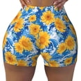 thumbnail image 2 of Uemuo Ocean Wave Sunflower Pattern Women Workout Impact Shorts Scrunch Butt Lifting Gym Shorts Seamless Booty Biker Shorts-Large, 2 of 8
