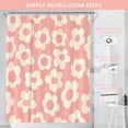 thumbnail image 6 of Pink Cute Retro Floral Abstract Flower Shower Curtain for Bathroom 72W*72H Inch 70s Lovely Vintage Aesthetic Funky Bathtub Decor Modern Trendy Waterproof Polyester Fabric Set with 12 Hooks, 6 of 6