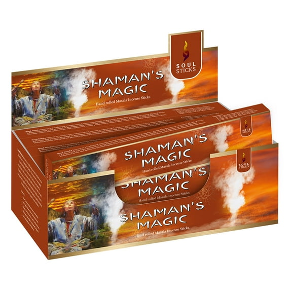 Soul Sticks Shaman's Magic | 12 Boxes of Hand Rolled Natural Incense Sticks for Space Clearing Removing Negative Energy | Bulk Incense