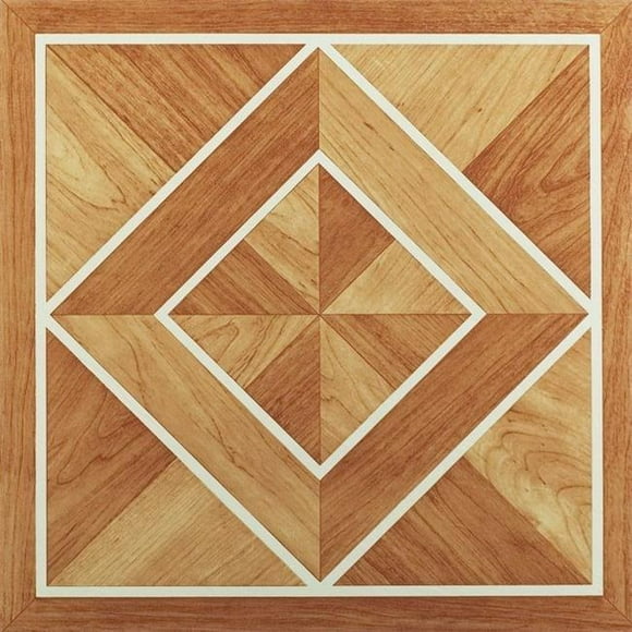12 x 12 in. Tivoli Border Classic Inlaid Parquet Self Adhesive Vinyl Floor 45 Tile, White - 45 sq. ft.
