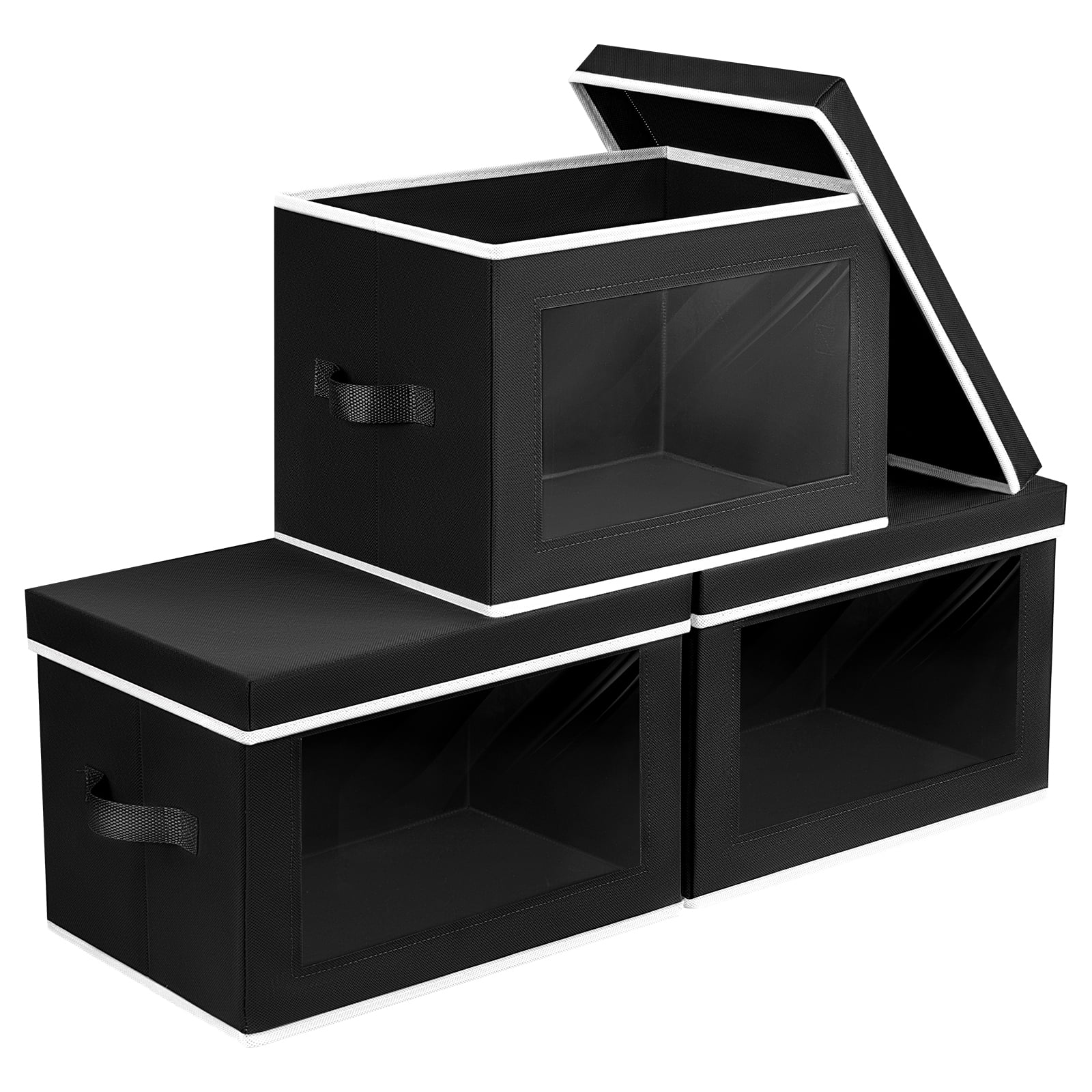 Home-Complete Set of 2 Storage Bins - Basket Set for Toy, Kitchen, Closet, and Bathroom Storage Organizers with Handles (Black)