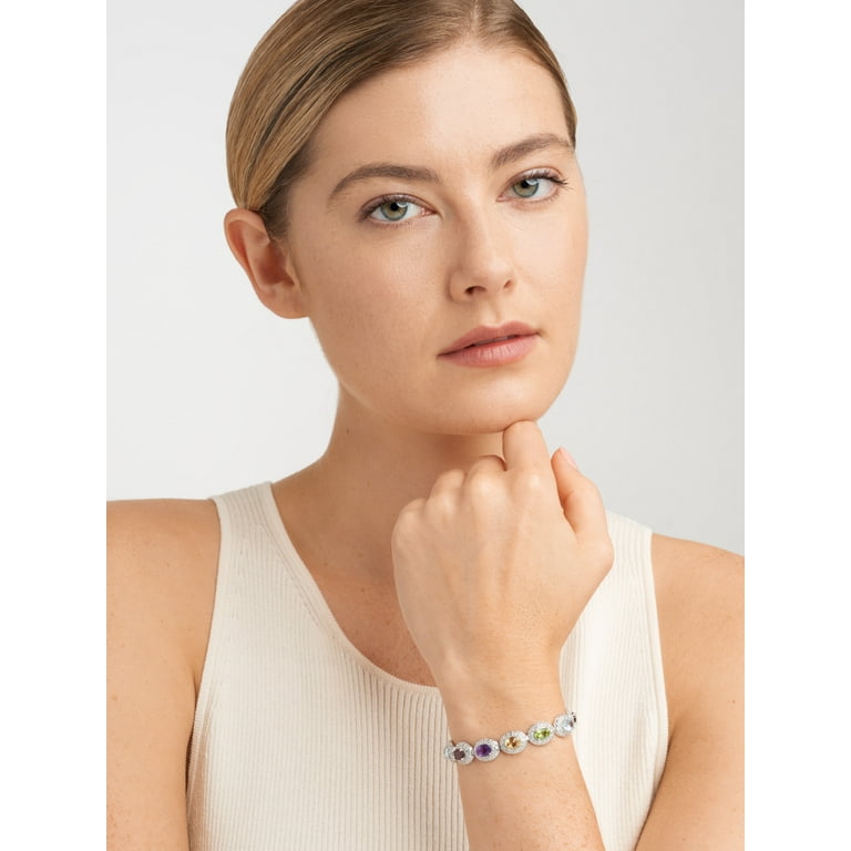 Gema ブレスレット Gema bracelet, Mixed cuts, Blue, Rhodium plated | Swarovski