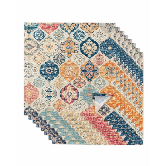 nqOlkjepod Boho Morocco Cloth Napkins Set of 8 Reusable Dinner Napkins, Retro Farmhouse Ethnic Neutral Aesthetic Cocktail Napkin Washable Table Napkins for Wedding/Holiday Party/Baby Shower 20"x20"