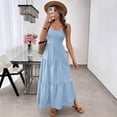 thumbnail image 4 of Green Backless Spaghetti Strap Tiered Maxi Dress With Waist Bow Detail, 4 of 7