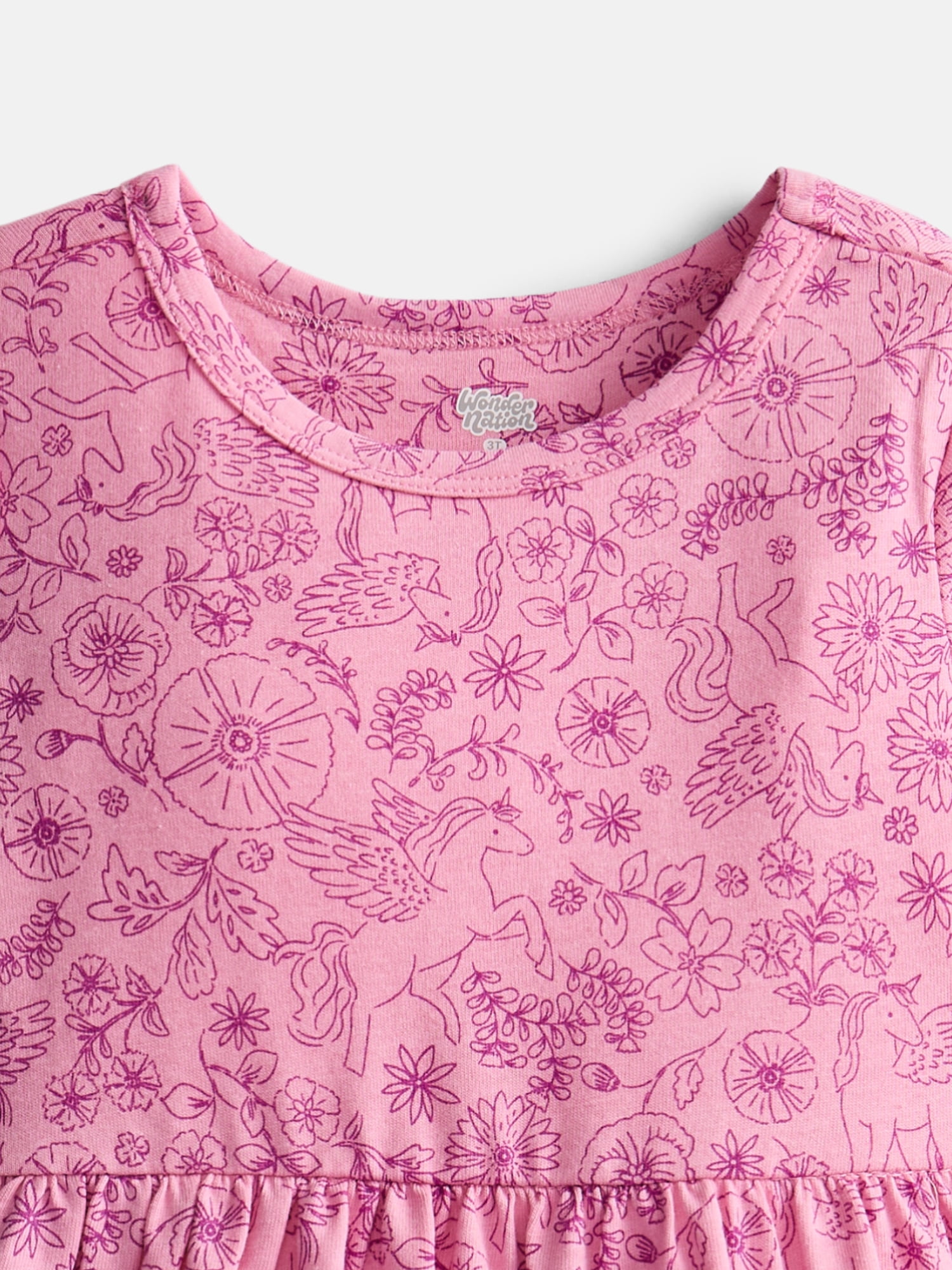Wonder Nation Baby and Toddler Girls Printed Short Sleeve Dress, Sizes 0M-5T