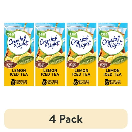 (4 pack) Crystal Light Drink Mix 6 Pitcher Packets for Flavorful Hydration and Shareable Refreshment Naturally Flavored Lemon Iced Tea with other natural flavor Made with Black Tea 1.4 oz (4 pack) Crystal Light Drink Mix 6 Pitcher Packets for Flavorful Hydration and Shareable Refreshment Naturally Flavored Lemon Iced Tea with other natural flavor Made with Black Tea 1.4 oz