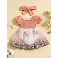 thumbnail image 3 of Bagilaanoe Newborn Baby Girl Rompers Dress Embroidery Short Sleeve Bodysuits + Headband 3M 6M 12M 18M 24M Infant Tulle Patchwork A-line Dresses, 3 of 9