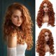 thumbnail image 2 of Pelucas de cabello largo rizado y cobrizo con rizos en la cabeza, 2 of 4