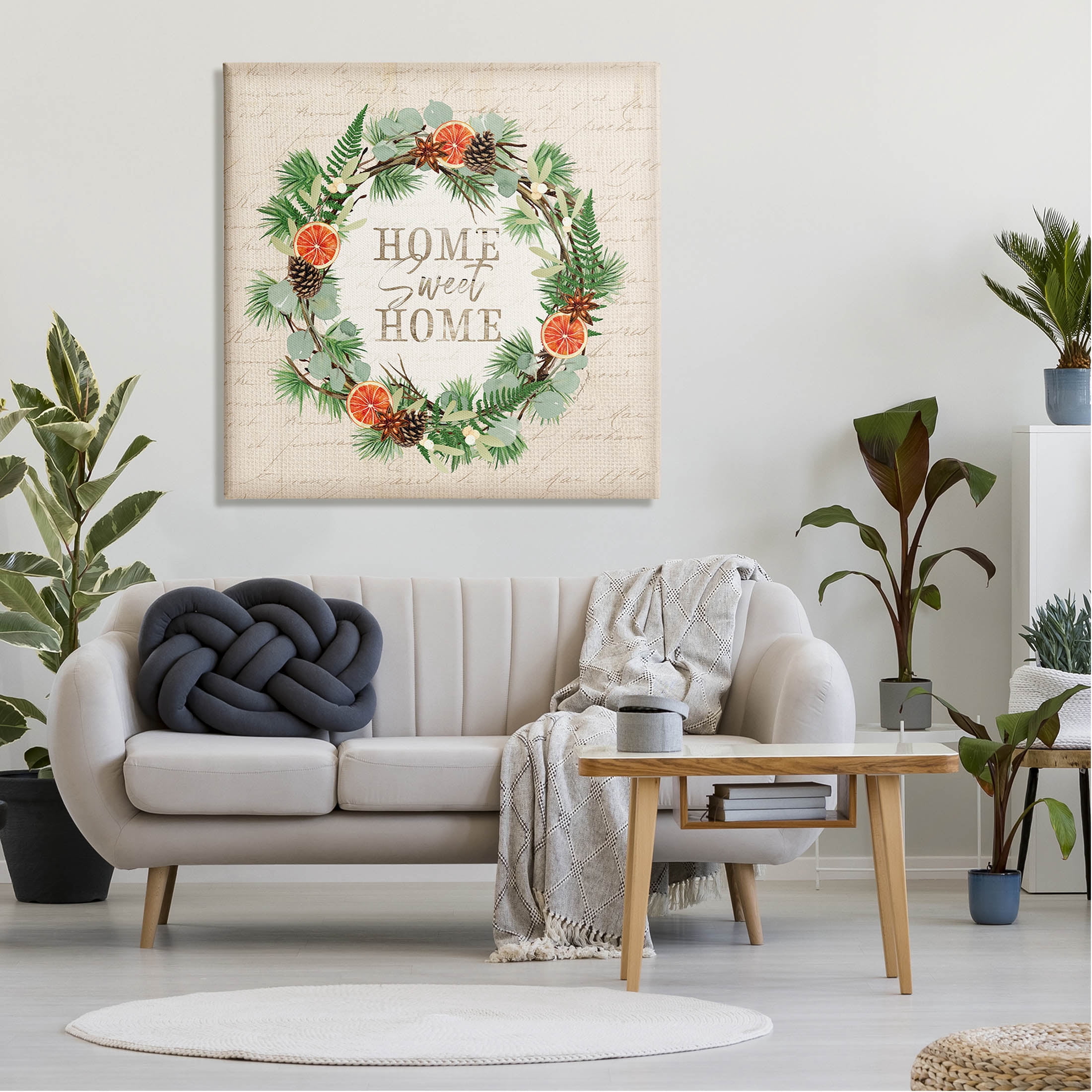 Stupell Industries Sweet Home Seasonal Wreath Graphic Art Gallery Wrapped Canvas Print Wall Art, Design by Jennifer Pugh