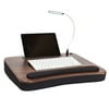 Sofia+Sam Memory Foam Lap Desk with USB Light and Tablet Slot, Black with Wood Top