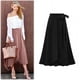 thumbnail image 3 of Falda de media longitud, otoño de mujer, falda irregular de cintura alta, falda con abertura, talla grande, largo medio, falda de mujer con cordones, largo medio, 3 of 5