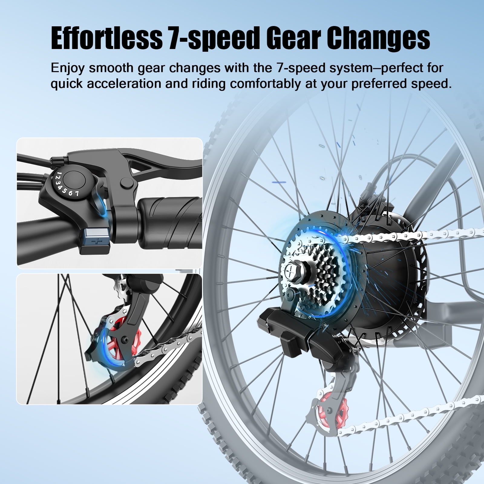 PostJoy F26 Electric Bike, 1200W Peak Motor,26" Tire 55 Miles 25MPH Electric Mountain Bike, 512Wh Battery Electric Bicycle for Adults 7 Speed, UL2849