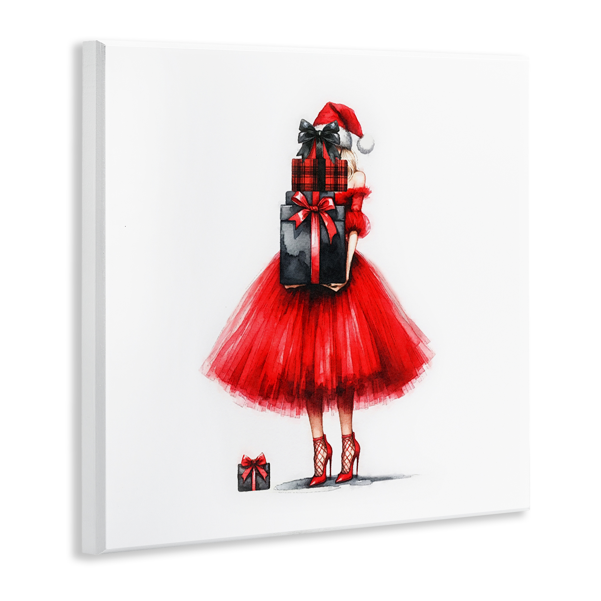 Stupell Industries Chic Christmas Gal Holiday Painting Unframed Art Prints Wall Art, 12 x 12