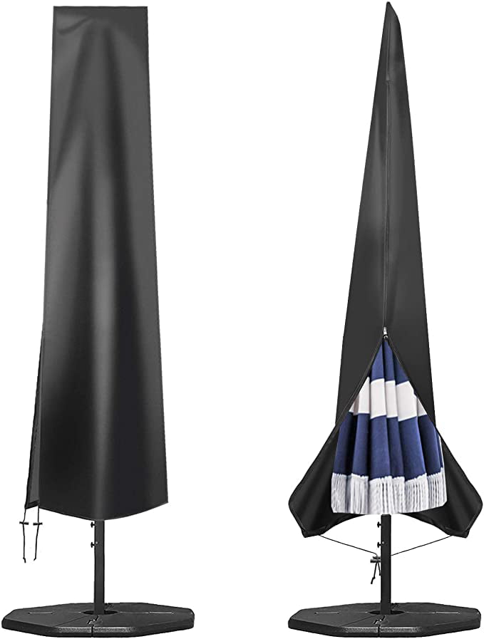 Patio Waterproof Market Parasol Covers with Zipper for 7ft to 11ft Outdoor Umbrellas Beige Umbrella Covers 
