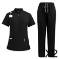 thumbnail image 1 of Conjunto médico con blusa y pantalones,Conjunto médico de uniforme de enfermera con múltiples bolsillos,Conjunto médico con blusa y pantalones lavables a máquina Cómodo,Ropa de trabajo de, 1 of 8
