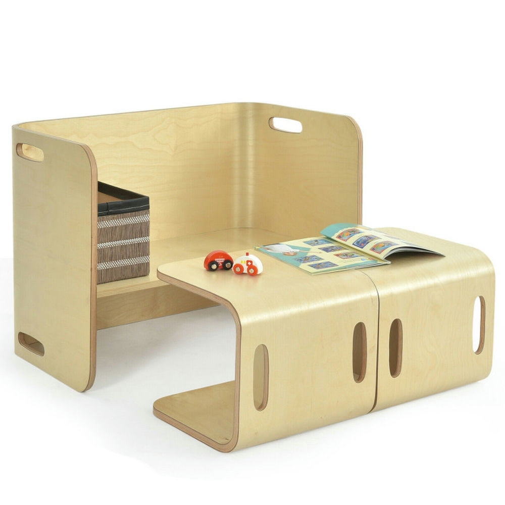 Spaco 3 Pieces Kids Wooden Table and Chair Set , Toddler Table and Chair Set for Arts & Crafts, Snack Time, Homeschooling, Homework