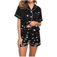thumbnail image 6 of Levmjia Womens Pajama Set 3 Piece Cotton Sleepwear Short Sleeve Lounge Set Soft Breathable Comfortable Nightwear for Women Summer Casual Home Wear Machine Washable Floral Print, 6 of 6