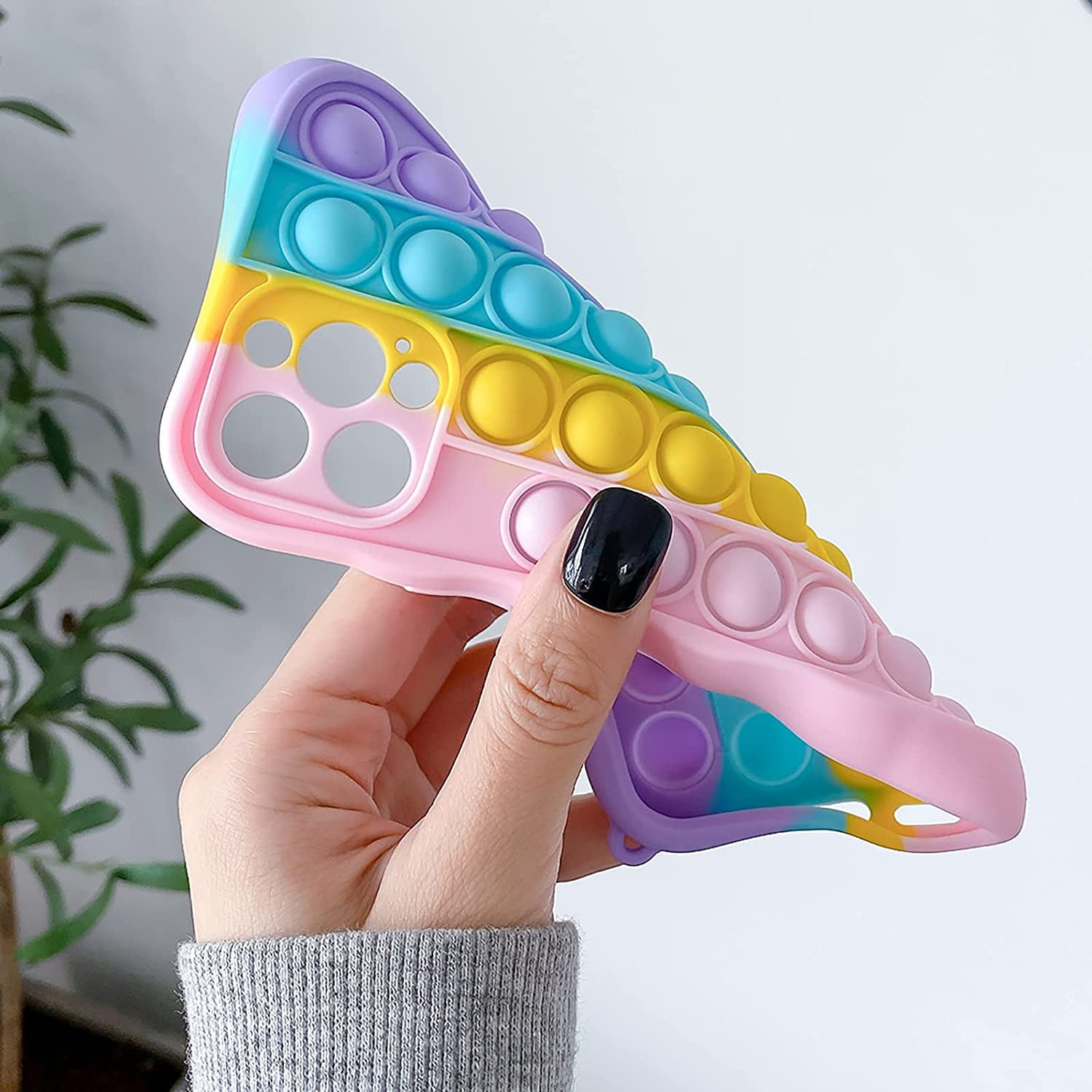  EVERMARKET Push Pop Bubble Fidget Sensory Toy Case for iPhone 7  Plus/ 8 Plus, Rainbow Color Push Pop Bubble Silicone Case for iPhone 7  Puls/ 8Plus, Silicone Drop Protection Case 5.5