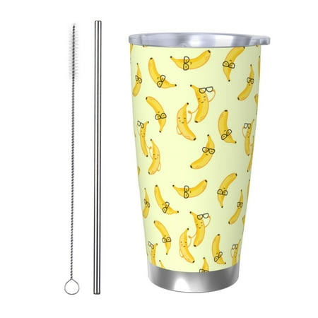 

Zufioo Bananas Print 20OZ Stainless Steel Car Cup Direct Drinking Mouth Straw Mouth Insulation Cup Suitable for Outdoor Office Car-Straw Two-piece Set
