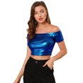 thumbnail image 1 of INSPIRE CHIC Crop Top Métallique Brillant pour Femmes, 1 of 6