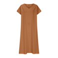 thumbnail image 6 of Karight Women's Cotton Linen Midi Dress V Neck Short Sleeve Causal Tshirt Dresses Summer Loose Beach Cover Ups Tshirt Sundress, 6 of 6