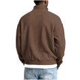 thumbnail image 6 of Mens Waffle Knit Sweatshirts Quarter Zip Trendy Stand Collar Oversized Sweaters Casual Long Sleeve Stylish Tops Outdoor (L, Brown#C), 6 of 7