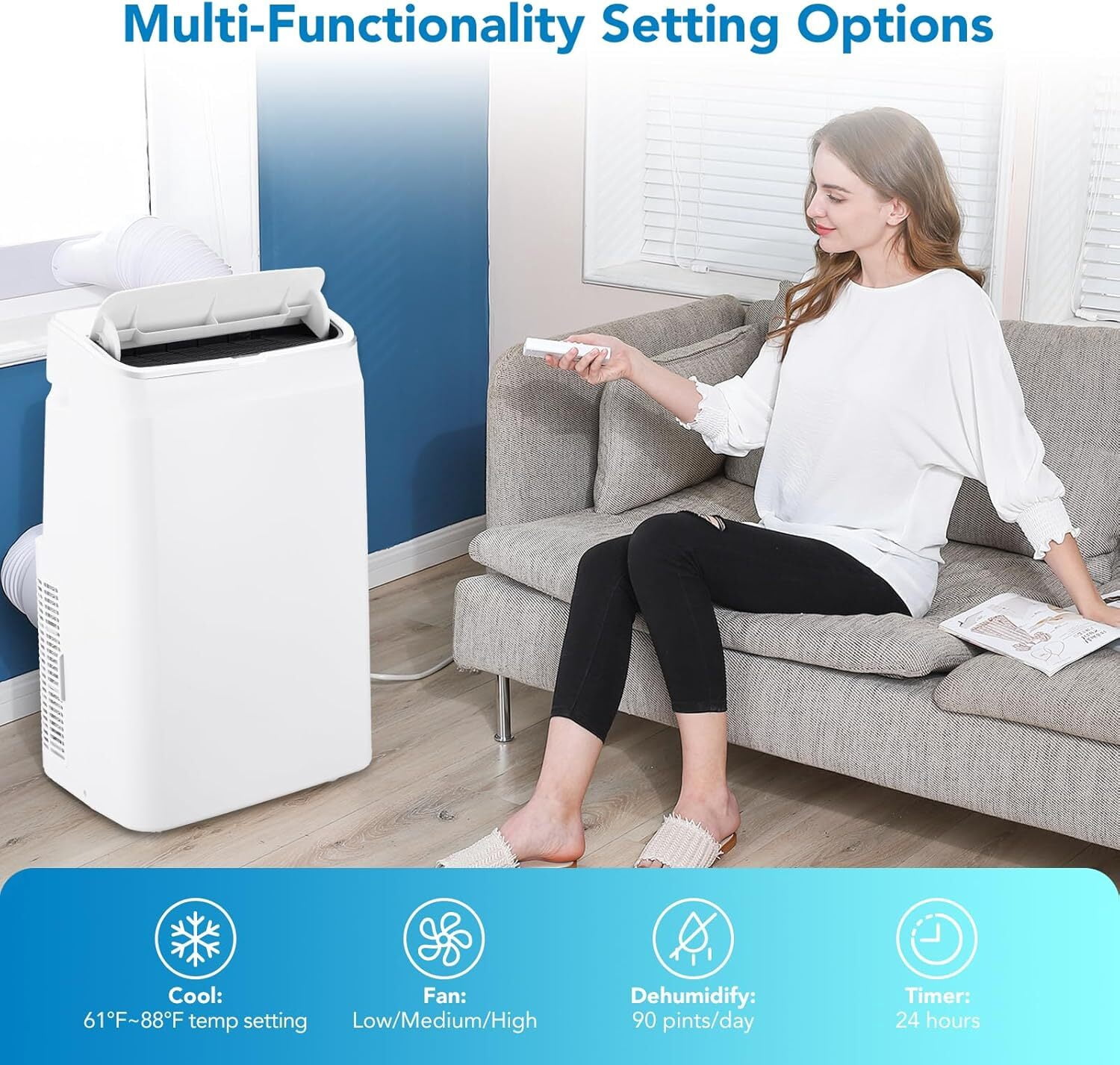 Garvee 14000 BTU Portable Air Conditioners,3 in 1 Portable AC Unit with Remote Control,up to 750Sq.ft for Bedroom,Living Room,Office