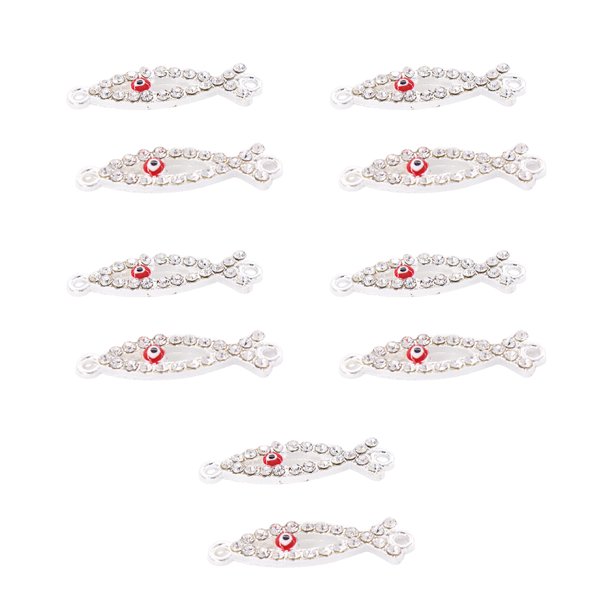 Qarigey Paquete de 10 conectores, joyería brillante hecha a mano Bohemia, conexión de colgantes en forma de pez para llavero de DIY Ropa, zapatos y accesorios Miscelánea Ojo rojo plateado Qarigey AP010925-03B