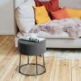 thumbnail image 3 of Gymax Siège Supplémentaire avec Repose-Pieds Rond en Velours Gris, 3 of 10