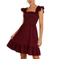 thumbnail image 3 of Sentmoon Jolies Robes d'Été pour Femmes Grande Taille Robe de Soirée 2026 Couleur Unie Sans Manches Encolure Carrée à Volants Coupe Régulière Robes Soleil pour Sortie Nocturne et Boîte de Nuit P-TG, 3 of 7