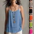 thumbnail image 1 of Frostluinai Débardeurs Fluides pour Femmes à Bretelles Spaghetti, Camisole de Superposition Décontractée d'Été Sans Manches à Col Ras du Cou, Chandails Grande Taille, Débardeur de Plage pour Vacances, 1 of 7