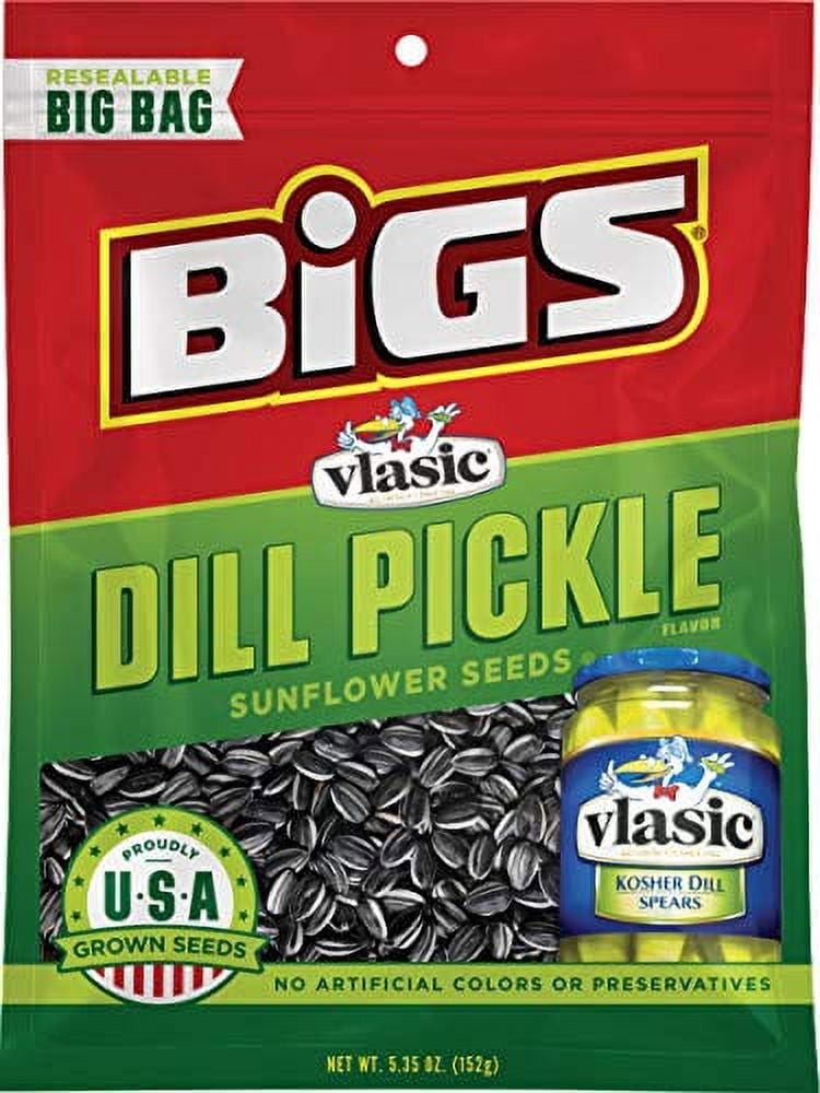 BIGS Vlasic Dill Pickle Sunflower Seeds, 5.35-Ounce Bags (Pack of 12)