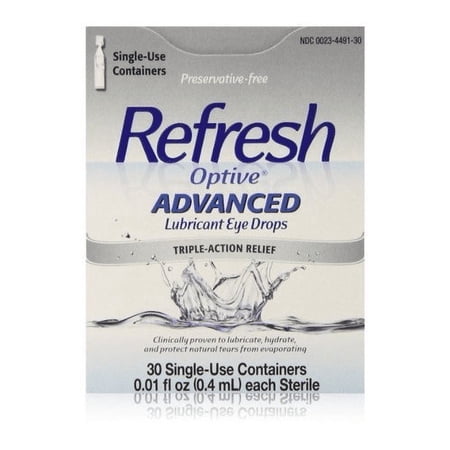 Refresh Optive Advance Triple Action Optical Drops, Unisex, 30ct, 3-Pack