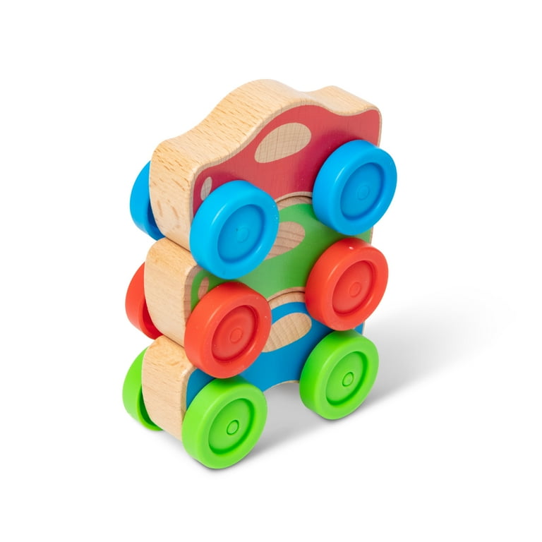 Melissa Doug Stacking Cars Wooden Baby Toy