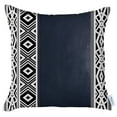 thumbnail image 2 of Bohemian Handmade Decorative Single Throw Pillow Vegan Faux Leather Geometric 17" x 17" Navy Blue & Ivory Square for Couch, Bedding, 2 of 3