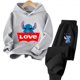 thumbnail image 3 of Conjunto de sudadera con capucha Kawaii Stitch 2024, conjunto de sudadera informal de manga larga y pantalones largos para niñas de 2 a 13 años, conjunto de ropa de otoño de 2 piezas, 3 of 5