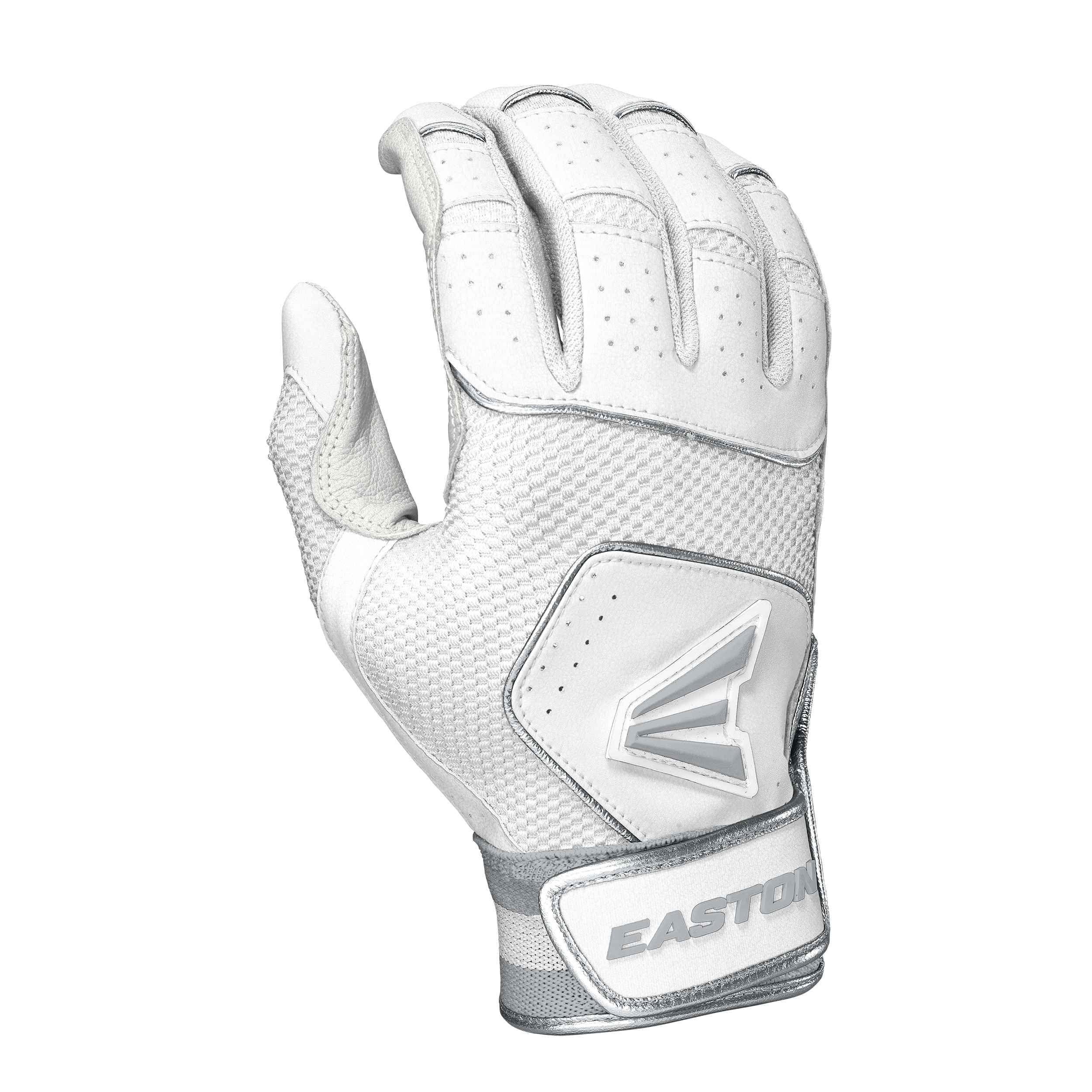 Easton WalkOff NX Baseball Adult Batting Gloves White/White Large
