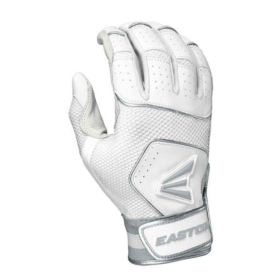 Easton Walk-Off NX Baseball Adult Batting Gloves | White/White | Large
