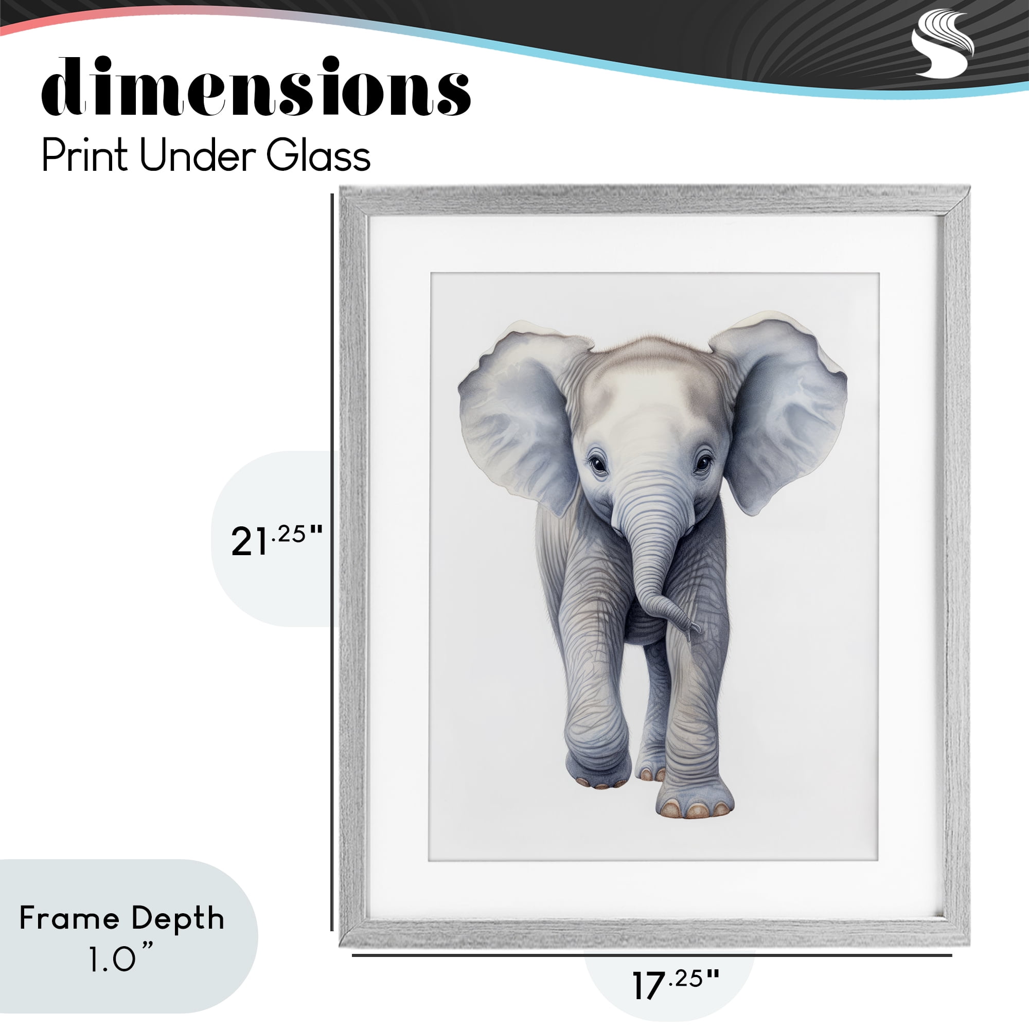Stupell Industries Big Budding Pachyderm Gray Framed Print Under Glass, design by Ray Powers