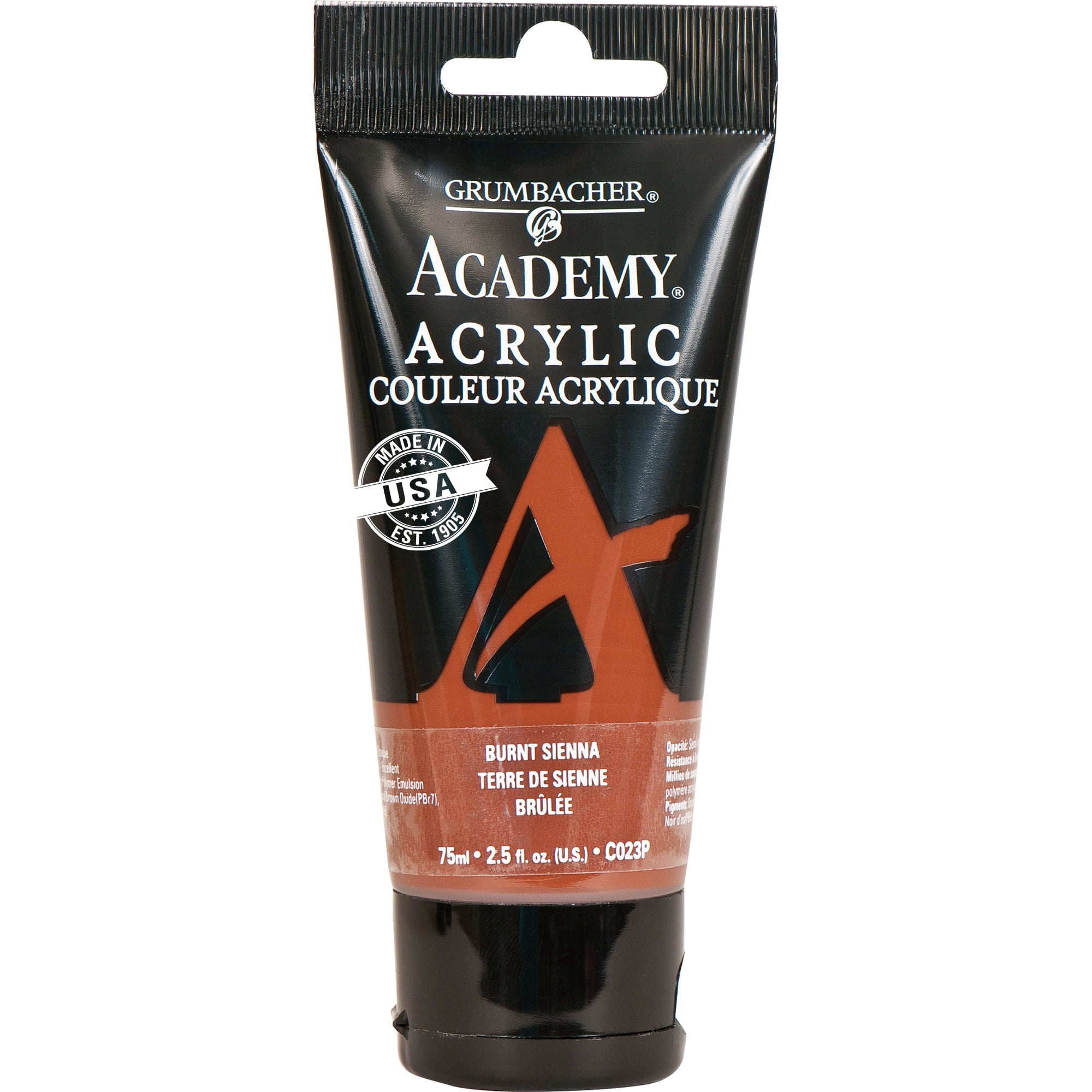 (2 pack) Grumbacher Academy Acrylic Paint 75ml Tube - Burnt Sienna