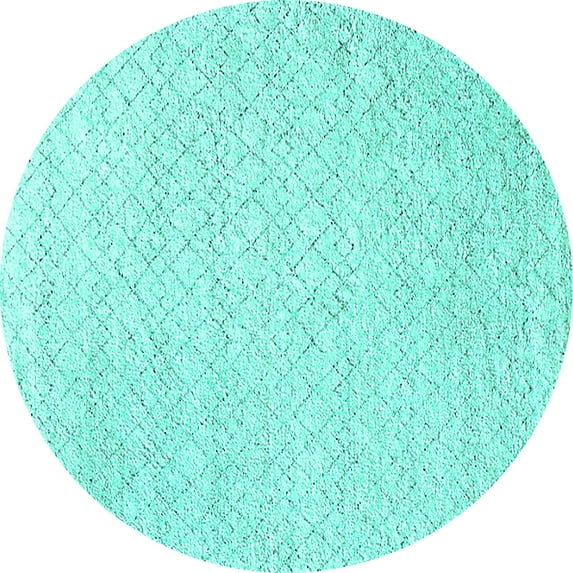 Ahgly Company Machine Washable Indoor Round Solid Turquoise Blue Modern Area Rugs, 7' Round