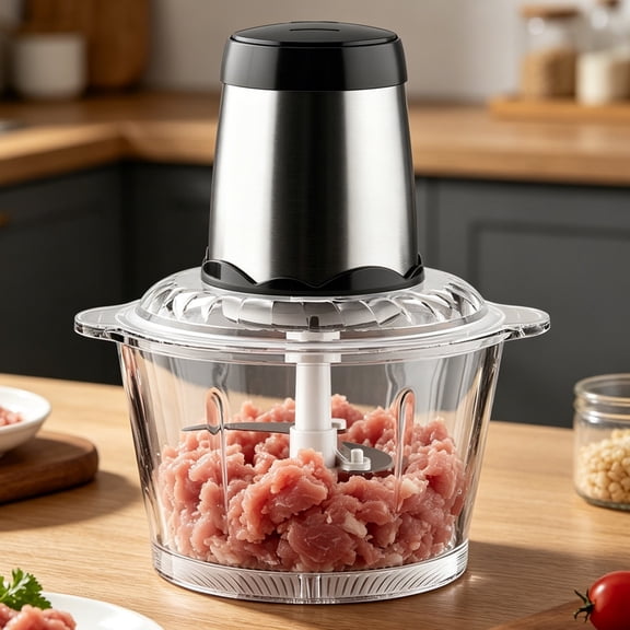 Multifunctional Large Capacity Meat Grinder Food Processors, 250W Electric Food Processor  2L Stainless Steel Bowl & 4 Sharp Blades for Meat, Vegetables, Nuts (2L-glass)
