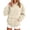 Beige, variant on Women's Hoodies Henry Neck Long Sleeve Tops Solid Lightweight Pullover Top Loose Sweatshirt With Pocket Casual Sweater