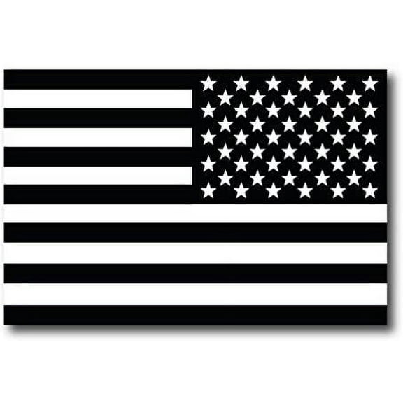 Black and White Reverse American Flag Car Decal - 3" x 5"