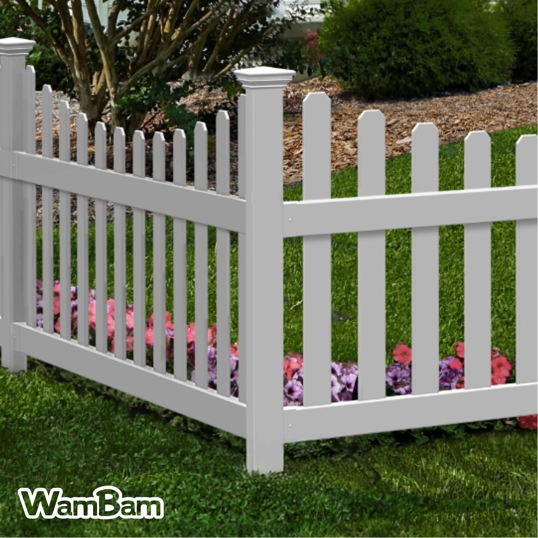 3.5ft Tall (1 Post) Fence Finishing Post for WamBam All American No Dig White Picket Fence, Easy Install Outdoor Fence for Backyard or Patio, Outdoor Fencing, No Dig Fence Panels, ZP19046