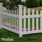 3.5ft Tall (1 Post) Fence Finishing Post for WamBam All American No Dig White Picket Fence, Easy Install Outdoor Fence for Backyard or Patio, Outdoor Fencing, No Dig Fence Panels, ZP19046